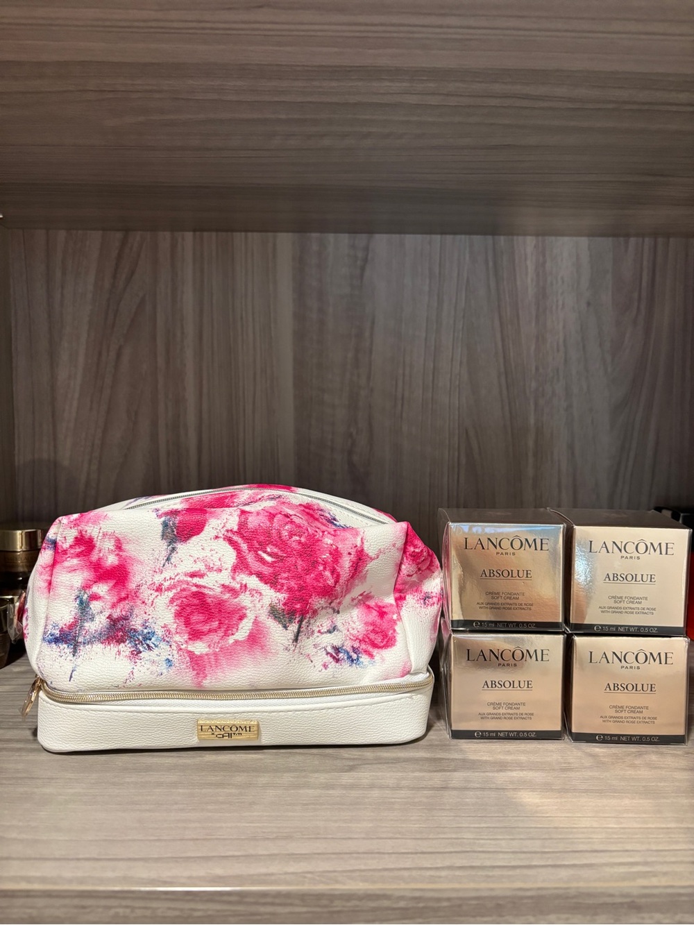 Lancôme Absolue Soft Cream 15ml x 4=60ml➕Floral Makeup Bag